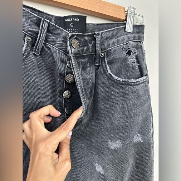 GRLFRND Karolina Black High Rise Straight Crop Ripped Jeans in Wild Thing - Picture 6 of 16